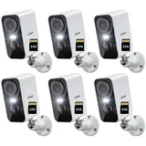 ieGeek Überwachungskamera 3MP Überwachungskamera Außen/InnenAkku (Aussen, Außen/Innen, Außenbereich, drinnen, 2K Kamera Überwachung Kabellos WLAN Aussen IP Kamera Outdoor, 6-tlg., mit PIR Bewegungsmelder 2-Wege-Audio Farbige Nachtsicht Wasserdicht, Cloud/Memory Card Storage Alex 2,4 GHz)