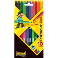 IDENA 10040 - Fasermaler Duo, 10 Stück 10 Farben