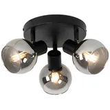 QAZQA Deckenleuchte Vidro mit Rauchglas 3-Licht -