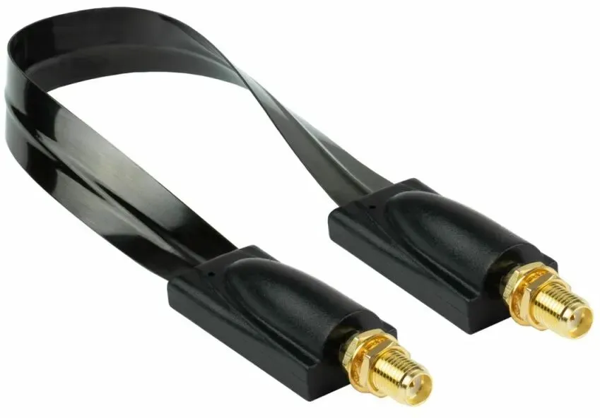 Kabelmeister Koaxial HF Fensterdurchführung, SMA Buchse an SMA Buchse, schwarz, 0,2 m