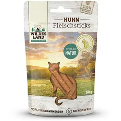 WILDES LAND Katze Fleischsticks Katzensnack Fleischsticks Huhn 50g