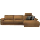 KAWOLA Sofa LOLA Ecksofa XL cognac mit motorischer Relaxfunktion Recamiere rechts
