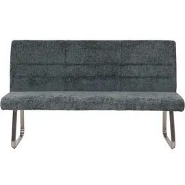 Mendler Esszimmer-Set HWC-G55, 2er-Set Stuhl mit Armlehne+Sitzbank 180cm, Edelstahl gebürstet Stoff/Textil Chenille ~ blau-grün