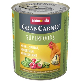 Animonda GranCarno Superfoods Huhn + Spinat, Himbeeren, Kürbiskerne 6 x 800 g