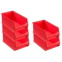 SparSet 5x Rote Sichtlagerbox 4.0 | HxBxT 15x20x35cm | 7,2 Liter | Sichtlagerbehälter, Sichtlagerkasten, Sichtlagerkastensortiment, Sortierbehälter