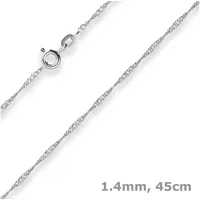 Schmuck Krone Goldkette 1,4mm Singapurkette aus 585 Weißgold 45cm, Gold 585 silberfarben