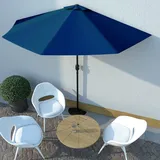 YITHOPI Halbschirm 300x150x253cm (L x B x H) Halb-Sonnenschirm Balkonschirm Kurbelschirm Schirm Halbrund Stahl, Mit Lüftung und Kurbelsystem,Blau