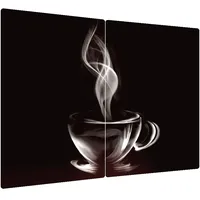 ALLboards Glas Herdabdeckplatte Schneidebrett Kaffee Kaffeetasse Käffchen 2er Set Multi-Platte Arbeitsplatte Herdschutz Deko Gehärtetes Glas, 2 Stück – 52x30cm