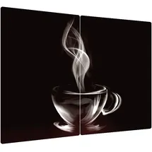 ALLboards Glas Herdabdeckplatte Schneidebrett Kaffee Kaffeetasse Käffchen 2er Set Multi-Platte Arbeitsplatte Herdschutz Deko Gehärtetes Glas, 2 Stück – 52x30cm