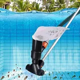Tragbarer Poolsauger für oberirdische Pools, Spa-Brunnen, Whirlpool, Schwarz, Unterwasserstaubsauger mit Blatt-Saugkopf und 5-teiligem Griff, Schwarz