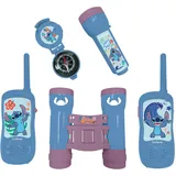 Lexibook Lexibook, Disney Stitch, Abenteurer-Set für Kinder, Walkie-Talkies 120m, Fernglas, Kompass, Taschenlampe, blau/lila, RPTW12D