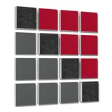 platino24 Akustikpaneele 16 Elemente 3D-Set Colore Quadrat 27,5 x 27,5 cm Multicolore I Schallabsorber aus Basotect G+ mit Akustikfilz I Schalldämmung Wand & Decke I Akustikelemente Wandpaneel