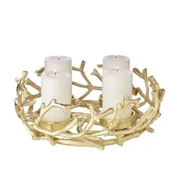 EDZARD Adventskranz Porus Gold, Geweih-Design, Aluminium vernickel, Durchmesser 30 cm, für Kerzen ø 6 cm