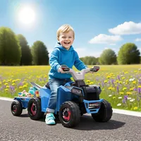 Homcom Elektroquad Kinderfahrzeug mit Anhänger blau (1-tlg)