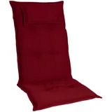 Homeoutfit24 Gartenstuhlauflagen Hochlehner – 1er Set – Komfort-Polster 6,5 cm – Kopfstütze integriert – Oeko-TEX Zertifiziert – pflegeleicht – Rot – Made in EU