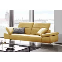 2,5-Sitzer W.SCHILLIG "levi", gelb (kurkuma z69), B:236cm H:80cm T:105cm, Longlife Xtra-Leder Z69: Das feinnarbige, gedeckte Softleder Z69 besticht durch seine außergewöhnliche Weichheit im trendigen u00bbVintage-Looku00ab, Hautstärke 0, 9 - 1, 1 mm, Sofas, inklusive Kopfstützenverstellung & Seitenteilverstellung, Breite 236cm