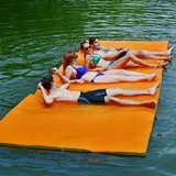 Costway - 355 X 183 Cm Wasserhängematte, Schwimmende Wassermatte Bis Zu 400 Kg Belastbar, Schwimmmatte, Schwimmbett, Schwimmfloß Wasserliege Für Meer, See, Pool, Strand Orange