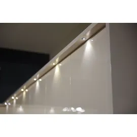 PLACES OF STYLE Kleiderschrank PLACES OF STYLE "Piano, inklusive Rahmen und Beleuchtung, soft-close-Funktion", beige (beige hochglanz), B:277cm H:226cm T:60cm, Spanplatte, Schränke, Kleiderschrank Drehtürenschrank, beige oder weiß, UV lackiert, Hochglanzfronten,