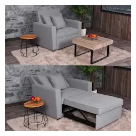 Mendler Schlafsessel HWC-L90, Klappsessel Schlafsofa Gästebett Relaxsessel, Liegefläche 197x103cm Stoff/Textil ~ taupe