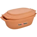 KOTARBAU® Keramik Bräter 6 L Römischer Topf Keramiktopf mit Deckel und Griffen Naturton Bräter Dampfgarer Rustico Tonbräter Auflaufform Tonware Keramische Grillschale Oval Steingut Brotbackform