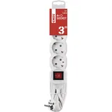 EMOS - 4-fach Steckdosenleiste 3m mit Schalter - 4 Schuko-Steckdosen 45° gedreht - 250 V, 16 A, 3680 W - PVC-Isolierung - H05VV-F3G 1,5 mm2 - erhöhter Berührungsschutz - IP20 für Innen - weiß