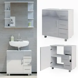 Vicco Waschbeckenunterschrank Ilias, Weiß Hochglanz, 60 x 60.8 cm,
