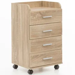 Kadima Design Rollcontainer `Isonzo`: 4 Schubladen, Ablagefläche, Rollen, Melaminharz-Beschichtung, flexibel und mobil. Beige, 40x33x71 cm