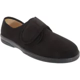 Sleepers Herren Arthur Hausschuhe / Pantoffeln mit Klettverschluss, besonders weit DF837 (47 EU) (Schwarz) - Schwarz - 47