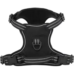 Hundegeschirr mit Leine & Halsband Verstellbar Schwarz XL