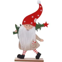 Trendline Dekofigur Holz Weihnachtsmann 32 x 19 cm natur/rot