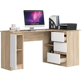 akord furniture factory Eck-Schreibtisch AKORD B20 rechts Sonoma-Eiche Front Weiß B155 x H77 x T85 cm - Bronze/Weiß