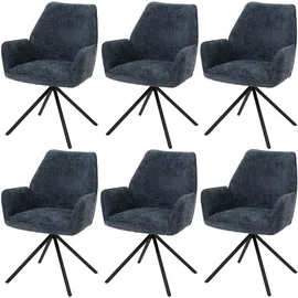 MCW Esszimmerstuhl MCW-G67 Chenille dunkelblau 6er Set