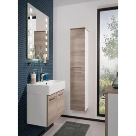 Fackelmann Lima Midischrank 30,5 x 81 x 32 cm Weiß matt/Esche Glas/Metall/MDF/Massivholz