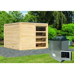 KARIBU Außensauna Cuben mit Ofen und externe Steuerung easy
