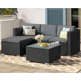 Songmics Gartenmöbel-Set mit Kissen, und Glastisch schwarz-grau