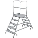 Günzburger MUNK Aluminium-Podestleiter beidseitig begehbar Aluminium geriffelt 5 Stufen