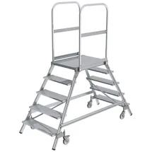 Günzburger MUNK Aluminium-Podestleiter beidseitig begehbar Aluminium geriffelt 5 Stufen
