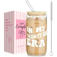 AOOTE Glas mit Deckel und Strohhalm, 500 ml Trinkglas mit Deckel & Spruch, Personalisiert Gläser Aufmunterung Geschenke, Trinkgläser mit Deckels für Smoothie,Latte,Macchiato,Whiskey,Geschenk