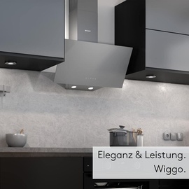 Wiggo Dunstabzugshaube 60cm kopffrei I Abluft Umluft Dunstabzug 650m3/h - Touch-Display 4 Stufen I Energieeffizienzklasse A Schräghaube inkl. Fet...