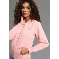 delmao Sweatjacke DELMAO, Damen, Gr. 36/38, apricot, angeraute Sweatware, Obermaterial: 80% Baumwolle, 20% Polyester, unifarben, figurbetont hüftlang, Rundhals, Rippbündchen, Sweatjacken Sweatjacke, in modischer Bomberjacken-Form