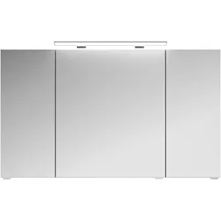 Badezimmerspiegelschrank SAPHIR "Serie 4010 Badezimmer-Spiegelschrank inkl. LED-Aufsatzleuchte", grau (graphit struktur quer nachbildung), B:120cm H:73,8cm T:17cm, Spanplatte, Schränke, Badschrank 120 cm breit, 3 Türen, 6 Glas-Einlegeböden, inkl Türdämpfer