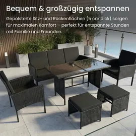 home collective Gartenmöbel Set 7-Sitzer Loungeset schwarz