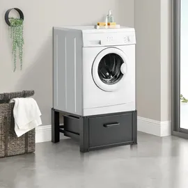 [en.casa] Waschmaschinen-Untergestell Comfortixx mit Schublade, Schwarz, 63 x 54 x 31 cm