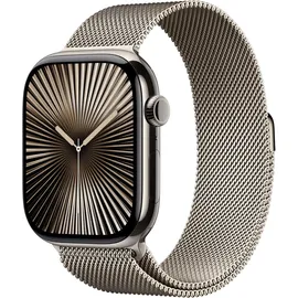 Apple Watch Series 10 GPS + Cellular 46 mm Titangehäuse natur Milanaise Armband natur S/M