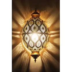 Wandlampe Afzal Metall Goldantik Marokkanisch - H 47cm Handarbeit