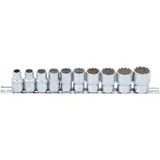 BGS Steckschlüssel-Einsatz-Satz, Zwölfkant Antrieb Innenvierkant 12,5 mm (1/2 Zollgrößen 10 teilig