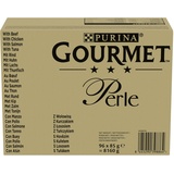 Purina Jumbopack Gourmet Perle 96 x 85 g - Rind, Huhn, Lachs, Thunfisch in Sauce