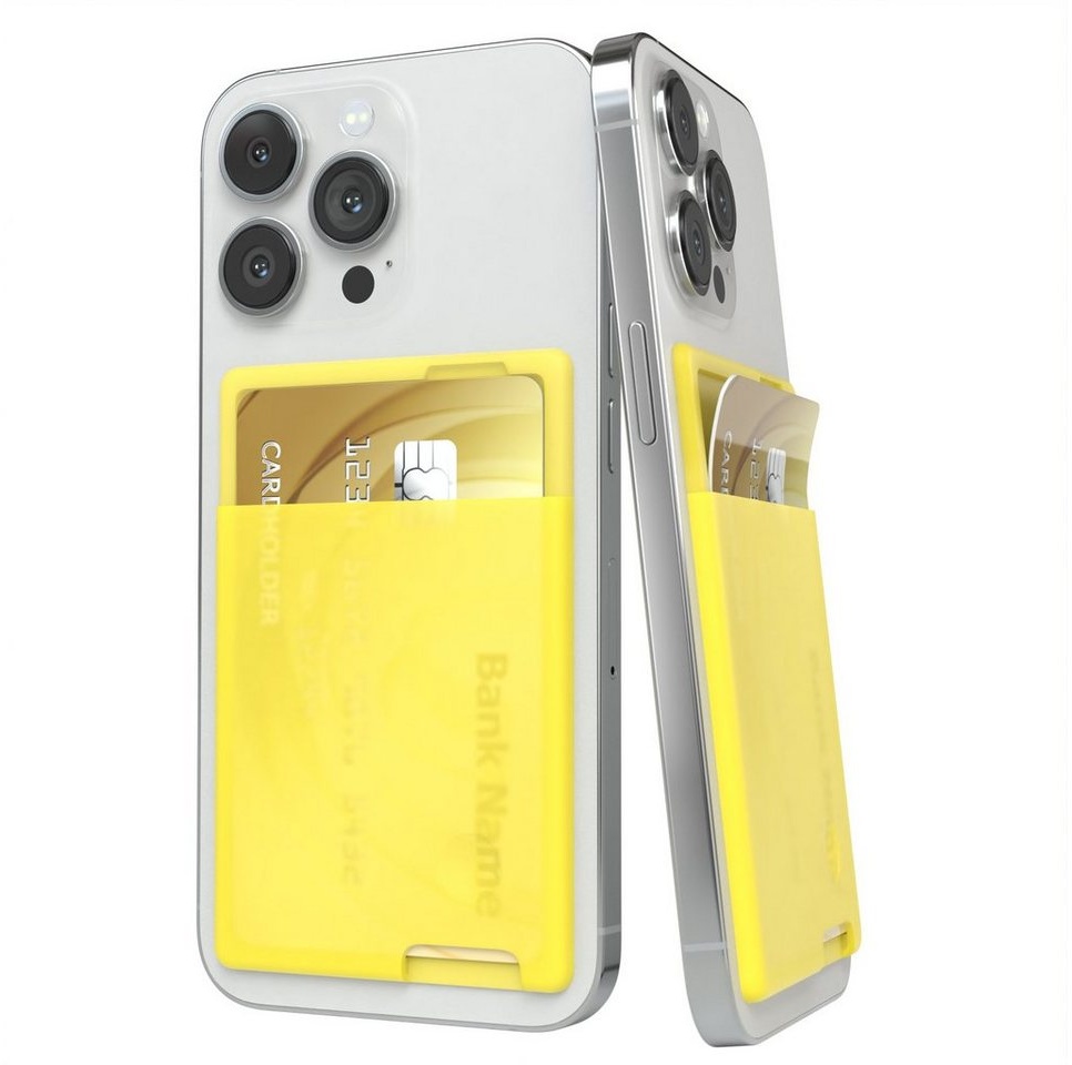 EAZY CASE Smartphone Cardholder Silicon Smartphone-Halterung, (Kartenfach Kreditkarten Etui Handyhülle Kartenhalterung Handy Gelb) gelb
