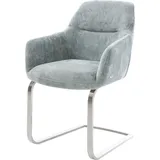 DeLife Freischwinger Pejo-Flex Chenille Pastellblau Freischwinger flach Edelstahl Taschenfederkern
