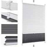 Sekey Plissee Doppelplissee Day+Night Verdunkelung ohne Bohren verspannt Lichtschutz, Klemmfix, 40x130cm Weiß und Grau